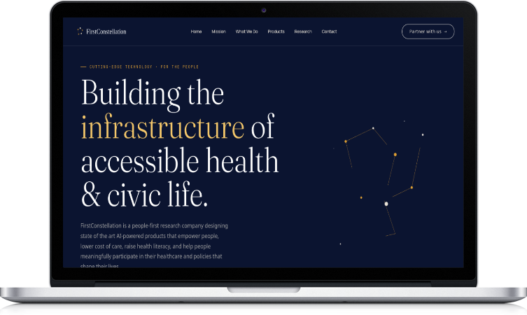 FirstConstellation — Company site for the health-accessibility research group behind Trustasure.